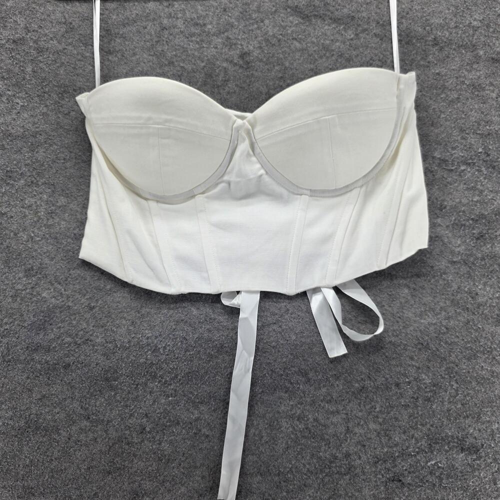 Princess Polly Corset Top Womens US 10 White Bustier Lace Up Boned Eyelet